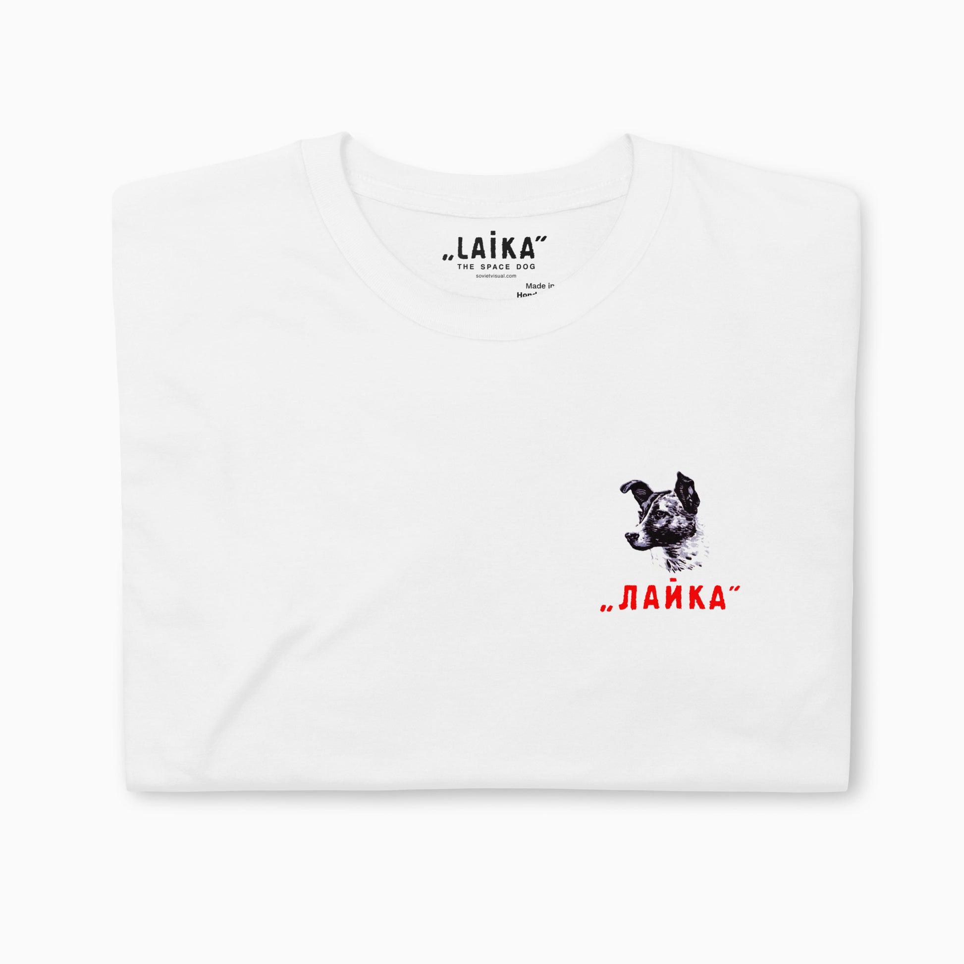 Laika The Space Dog unisex white T-shirt - folded